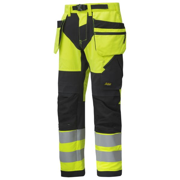 Arbeidsbukse Snickers 6932 FlexiWork varsel, gul/svart C158
